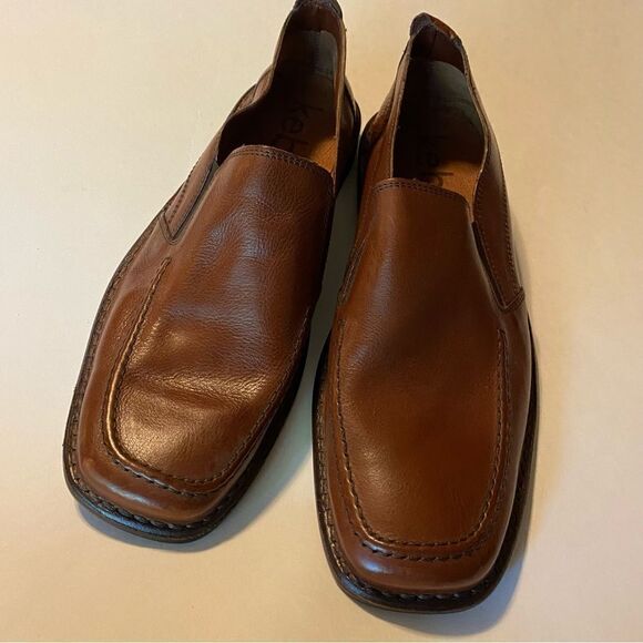 Kebo Men's Brown slip on Italian leather loafers dress shoes - 43/US 12 - Picture 2 of 11